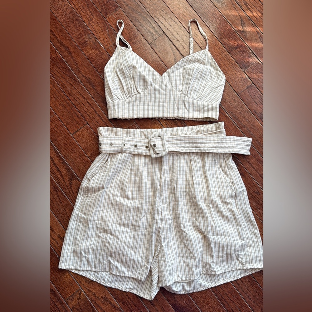 Striped Two-Piece Set with Belt